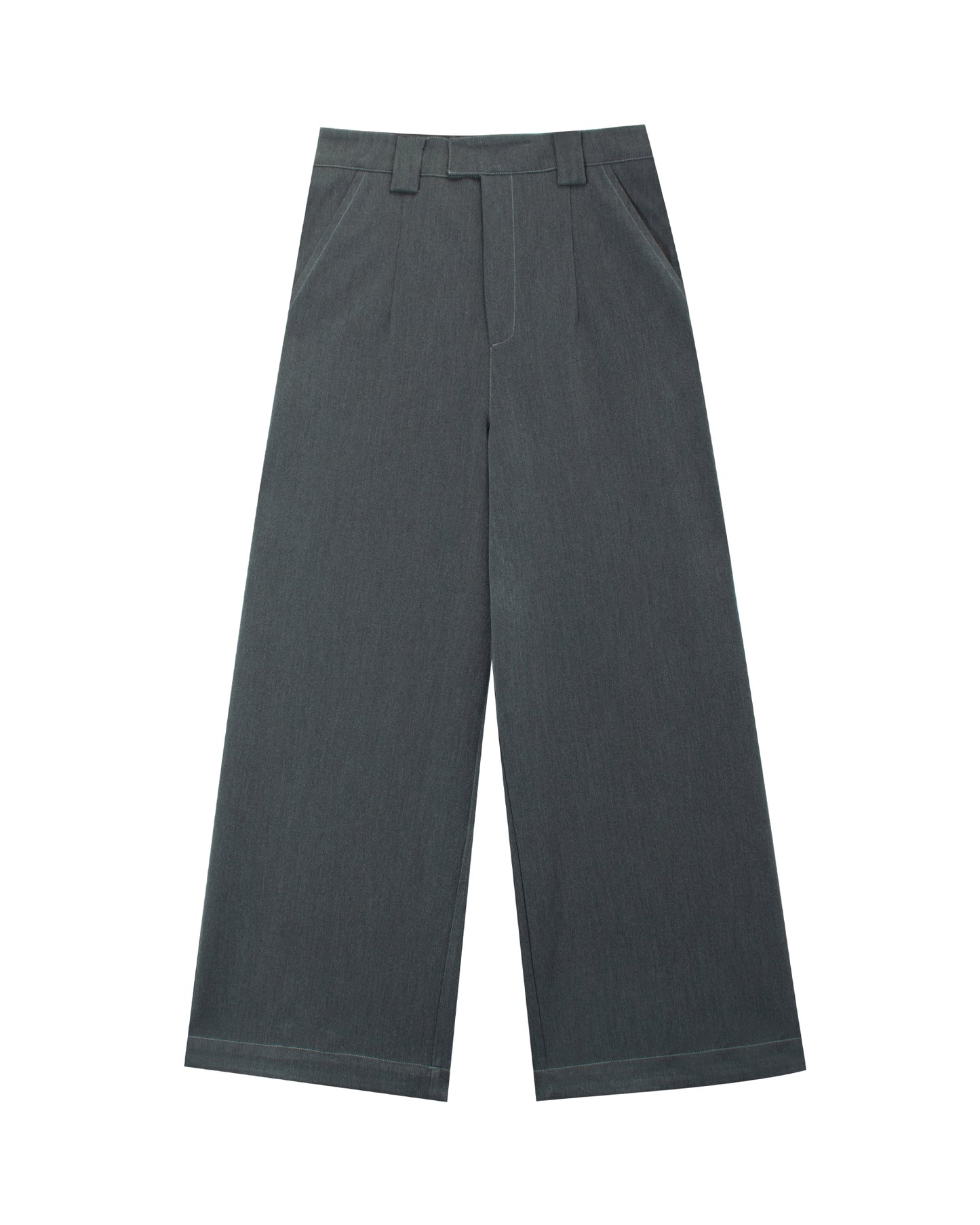 Gray wide-leg straight-leg suit pants