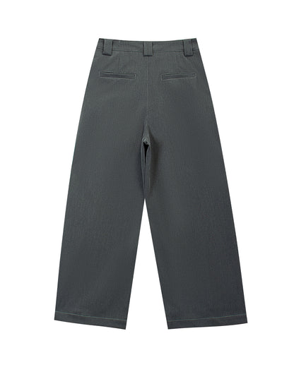 Gray wide-leg straight-leg suit pants